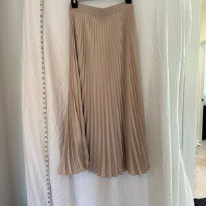 Zara Maxi Skirts Women's Cream Medium Pleated High Elastic Waist Classic Comfort